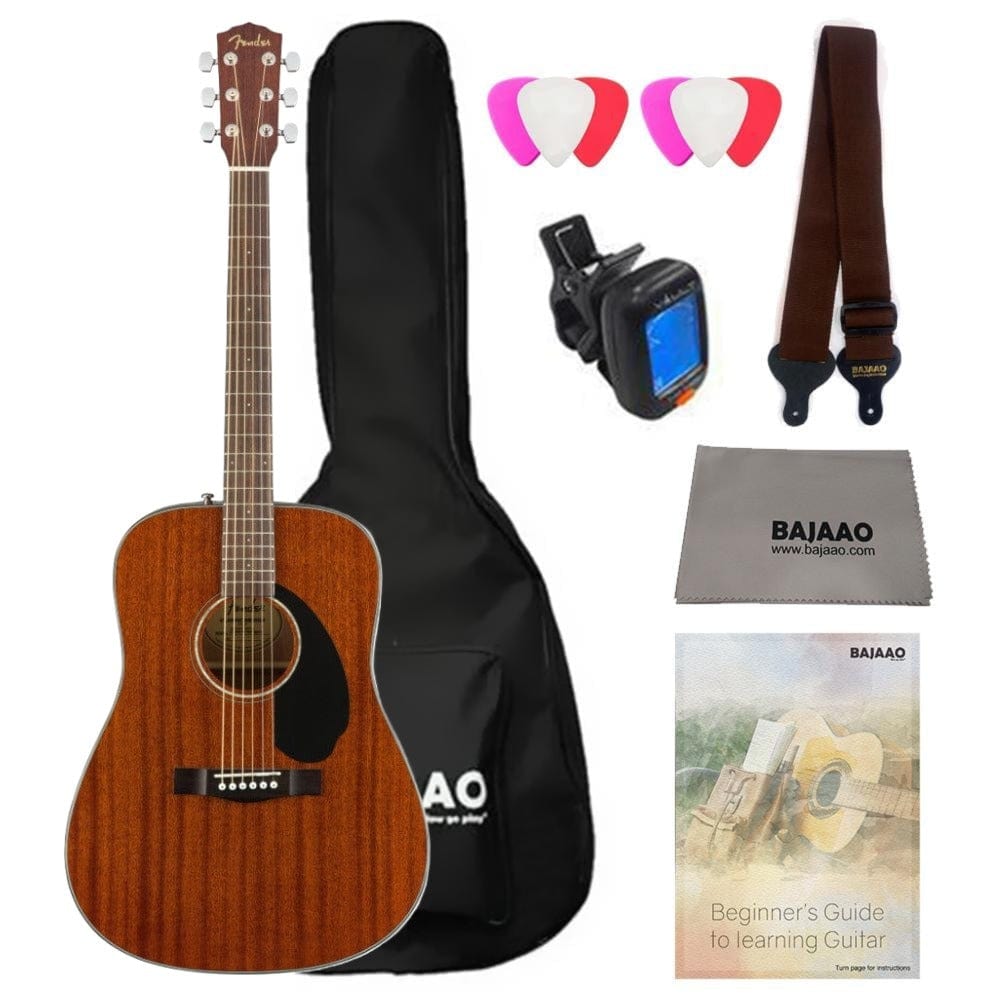 fender acoustic guitar bundles fender cd-60s dreadnought acoustic guitar with gigbag, tuner, strap, polishing cloth, picks & e book #color_all-mahogany