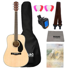 Fender Acoustic Guitar Bundles Natural Fender CD-60S Dreadnought Acoustic Guitar with Gigbag, Tuner, Strap, Polishing Cloth, Picks & E book