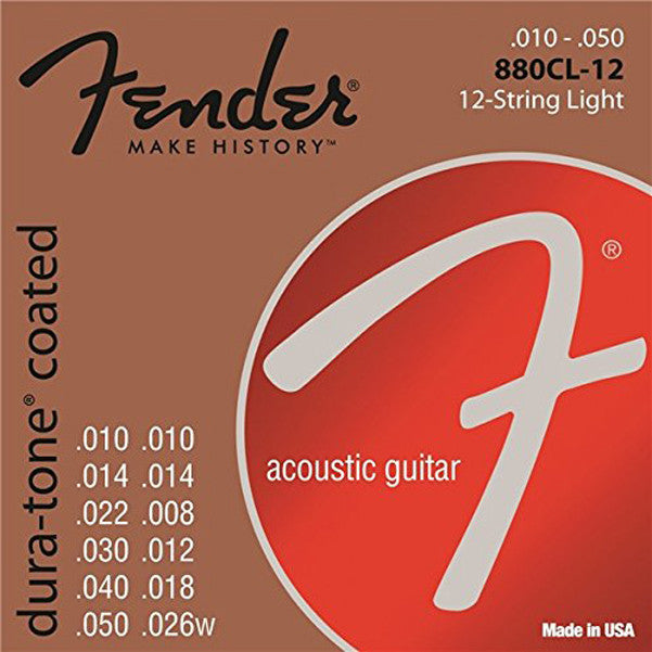 fender acoustic guitar strings fender 880cl-12 80/20 dura tone coated acoustic guitar strings
