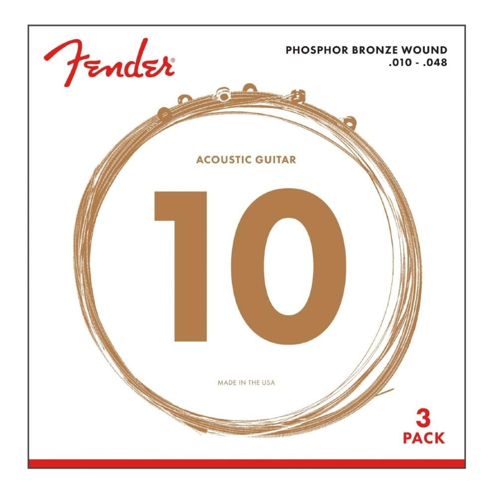 fender acoustic guitar strings fender phosphor bronze, 3-pack acoustic guitar strings, ball end, 60xl - 10-48