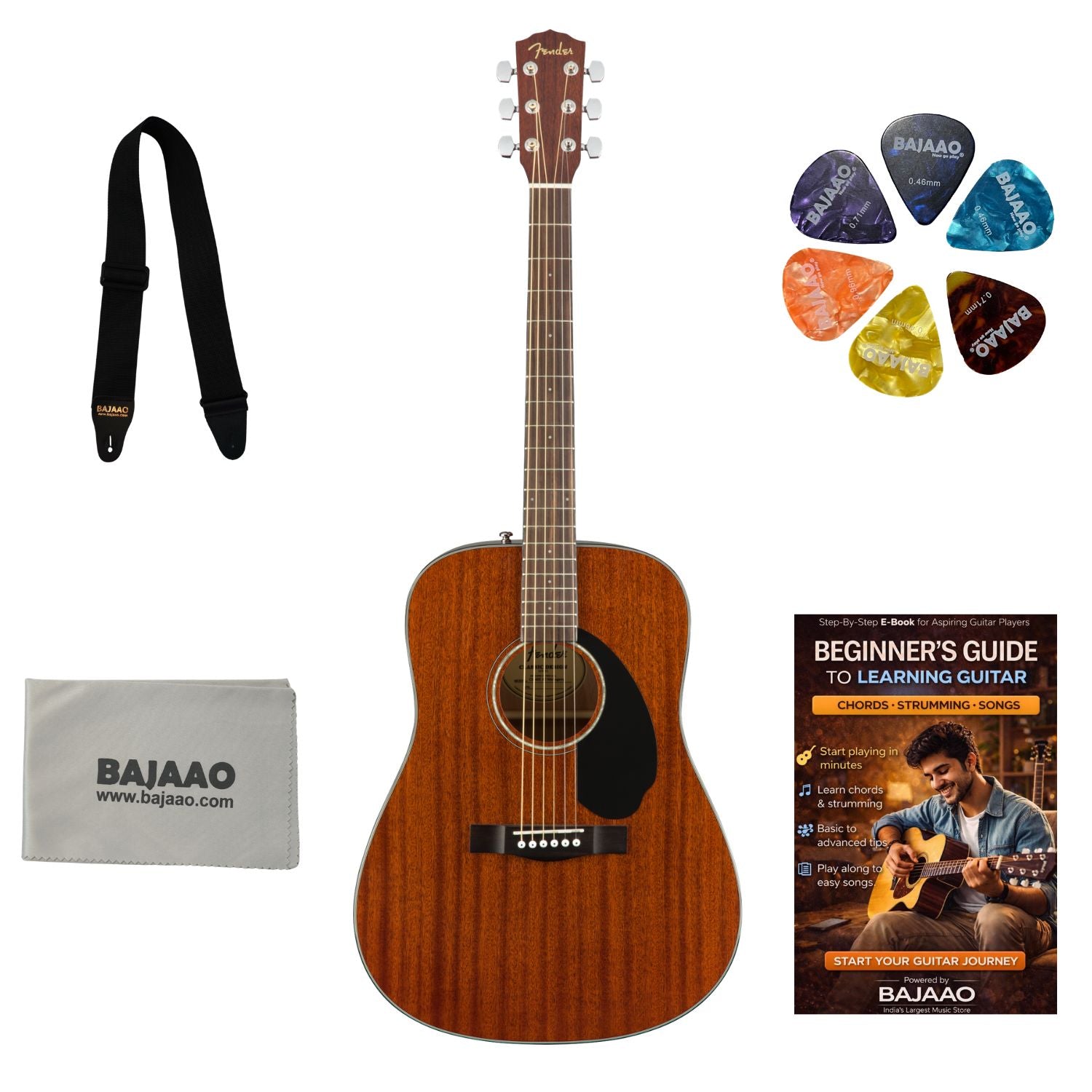 Fender Acoustic Guitars All Mahogany / Pack Fender CD-60S Dreadnought Acoustic Guitar#color_all-mahogany,style_pack