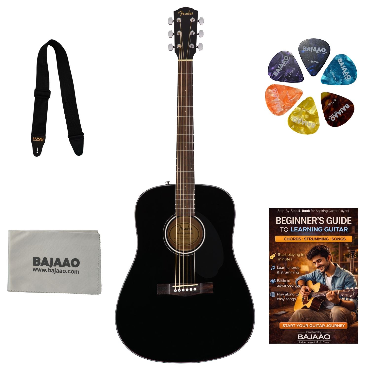 Fender Acoustic Guitars Black / Pack Fender CD-60S Dreadnought Acoustic Guitar#color_black,style_pack