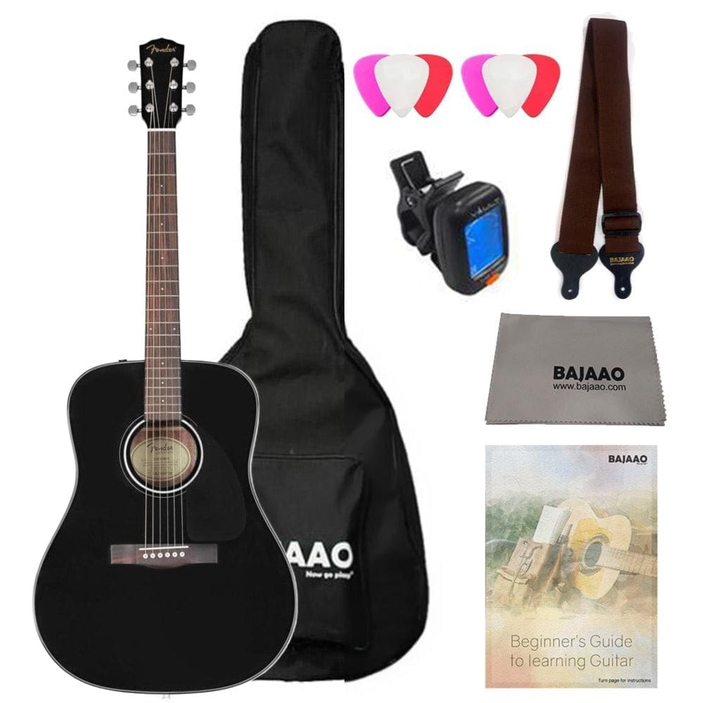 Fender Acoustic Guitars Bundle / Black Fender CD-60 Dread V3 DS 6 String Acoustic Guitar