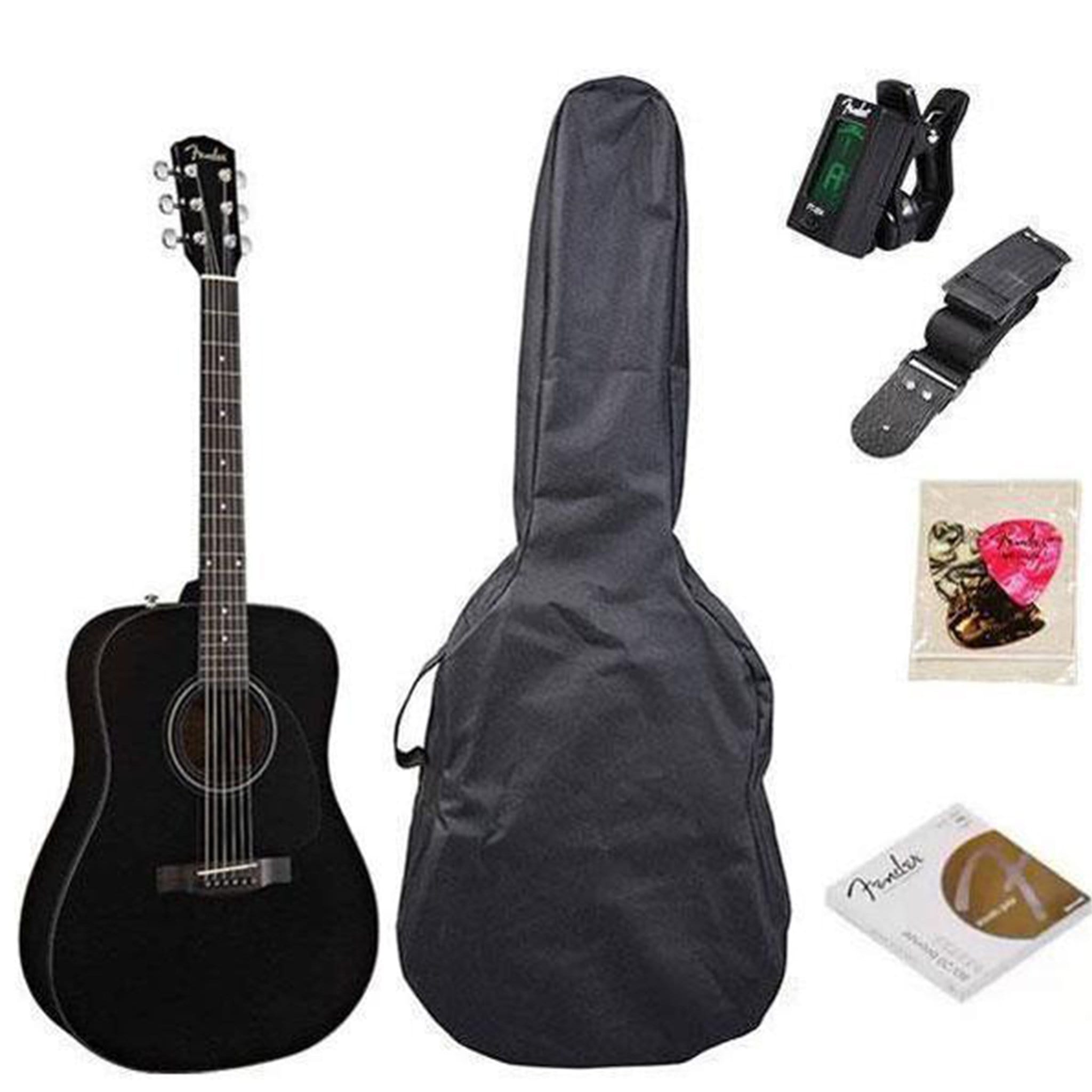 fender acoustic guitars cd60 guitar pack - black fender cd60 dreadnought acoustic guitar pack #color_cd60-guitar-pack---black