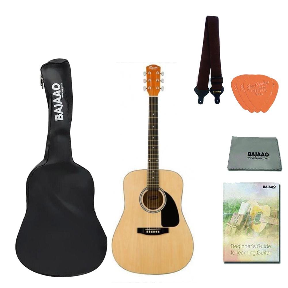 fender acoustic guitars natural / bundle fender squier sa-150 dreadnought 6-strings acoustic guitar