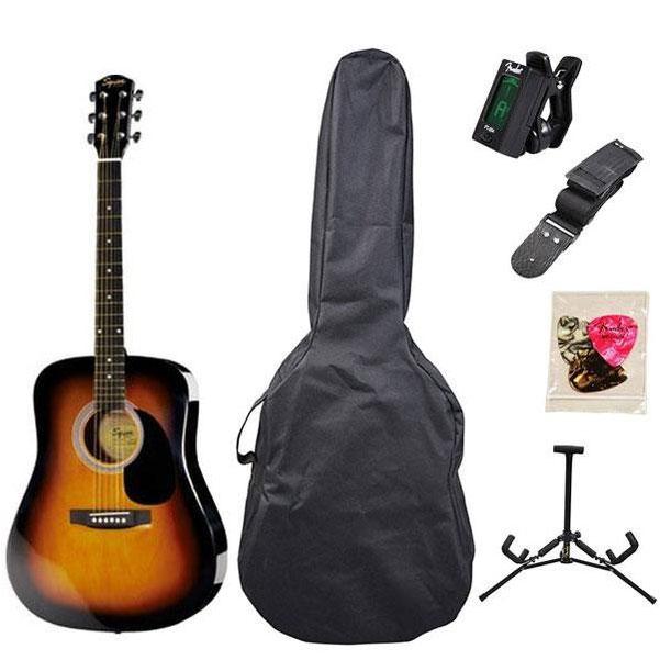 fender acoustic guitars sunburst pack fender squier sa105 premium dreadnought acoustic guitar pack #color_sunburst-pack