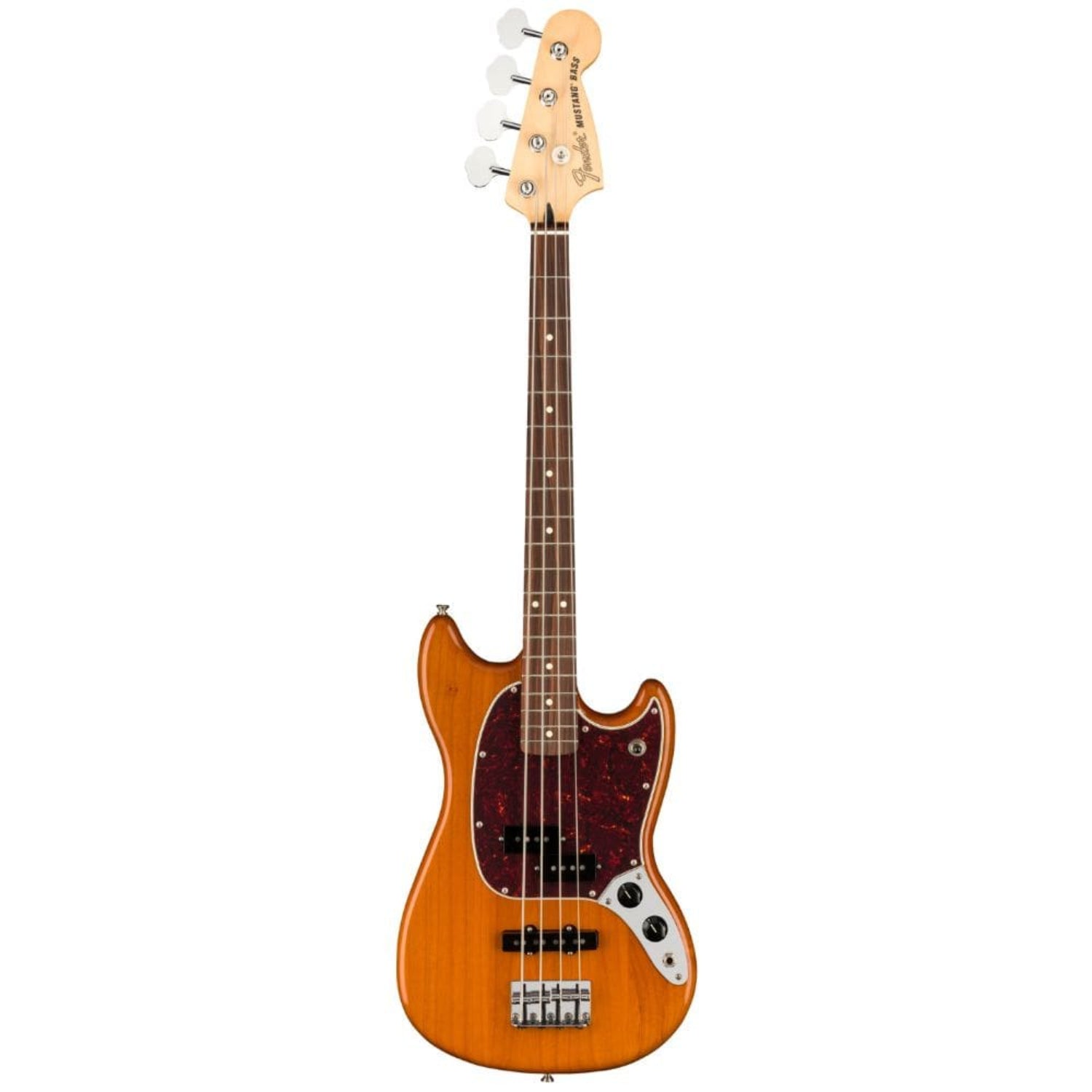 fender bass guitars aged natural fender player mustang bass pj, pau ferro 4 string bass guitar - aged natural
