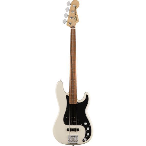 fender bass guitars fender deluxe active precision bass special pau ferro fingerboard 4 string bass guitar - olympic white