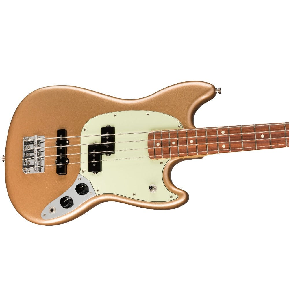 fender bass guitars fender player mustang bass pj, pau ferro 4 string bass guitar #color_firemist-gold