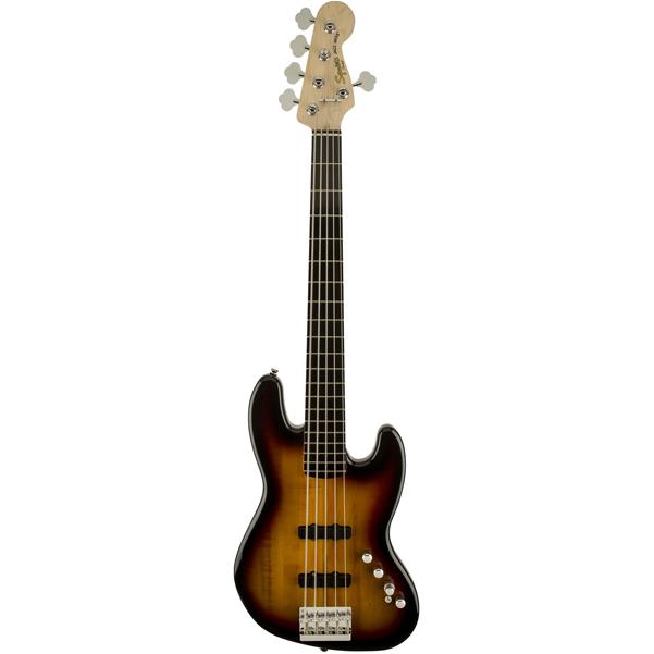 fender bass guitars fender squier deluxe jazz bass active v 5 string bass guitar - 3 tone sunburst