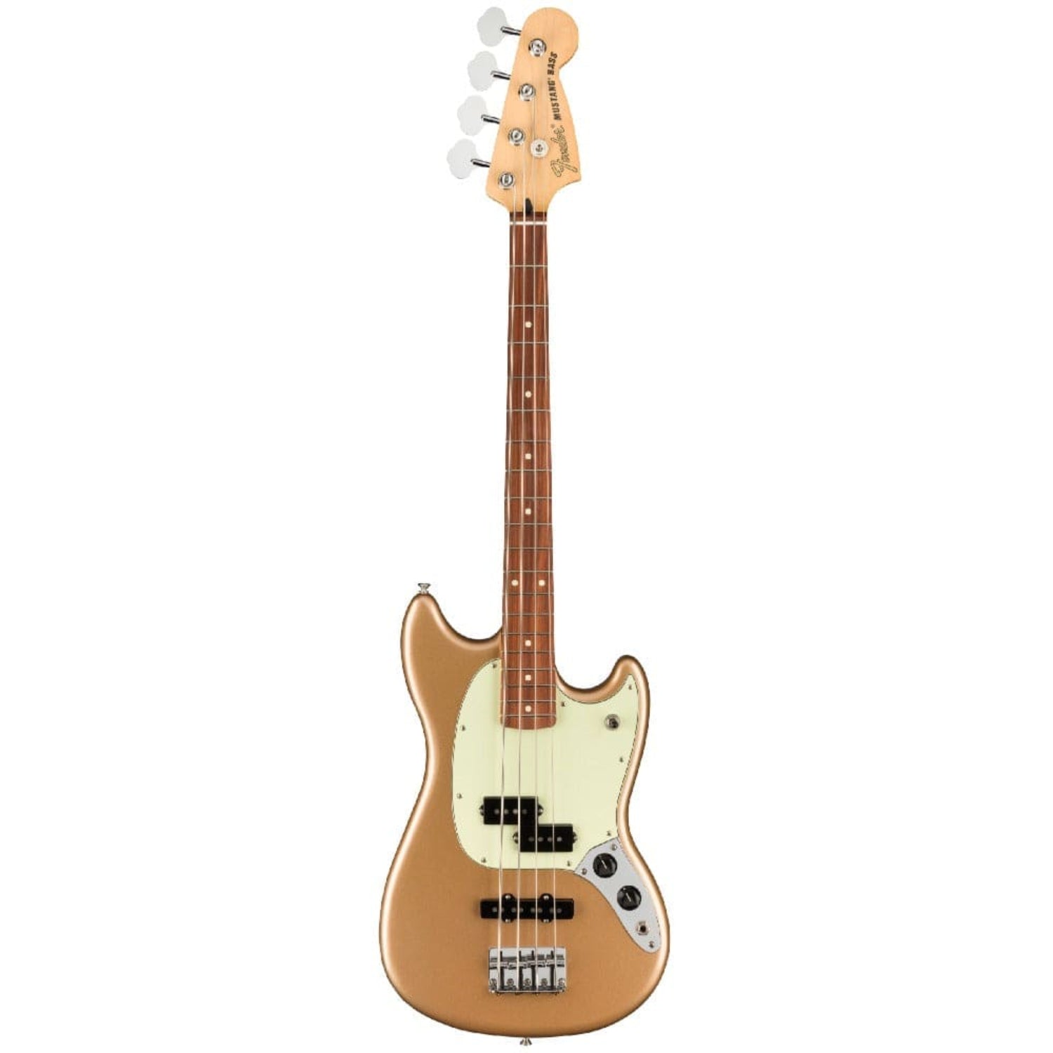 fender bass guitars firemist gold fender player mustang bass pj, pau ferro 4 string bass guitar #color_firemist-gold