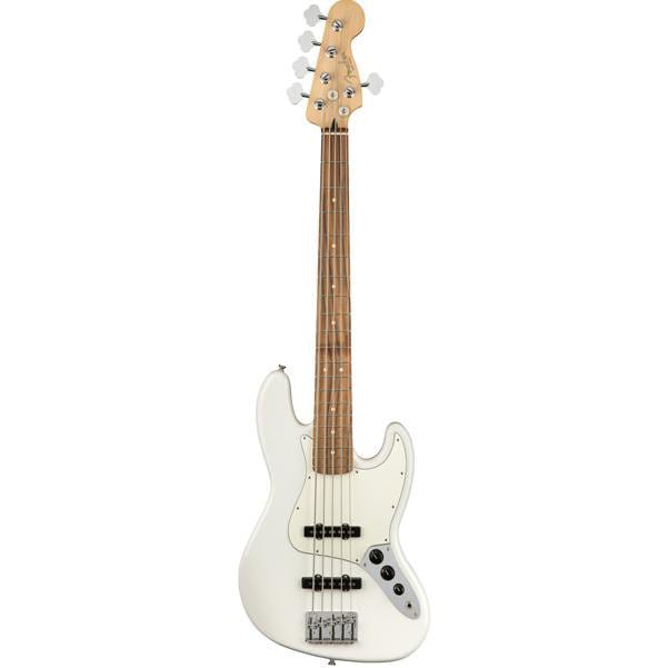 fender bass guitars polar white fender player jazz bass v bass guitar - 5 string bass guitar