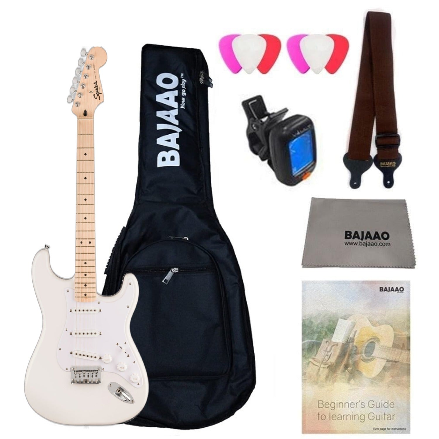 Fender Electric Guitars Arctic White / Maple / Standard Fender Squier Sonic Stratocaster HT 6 String Electric Guitar