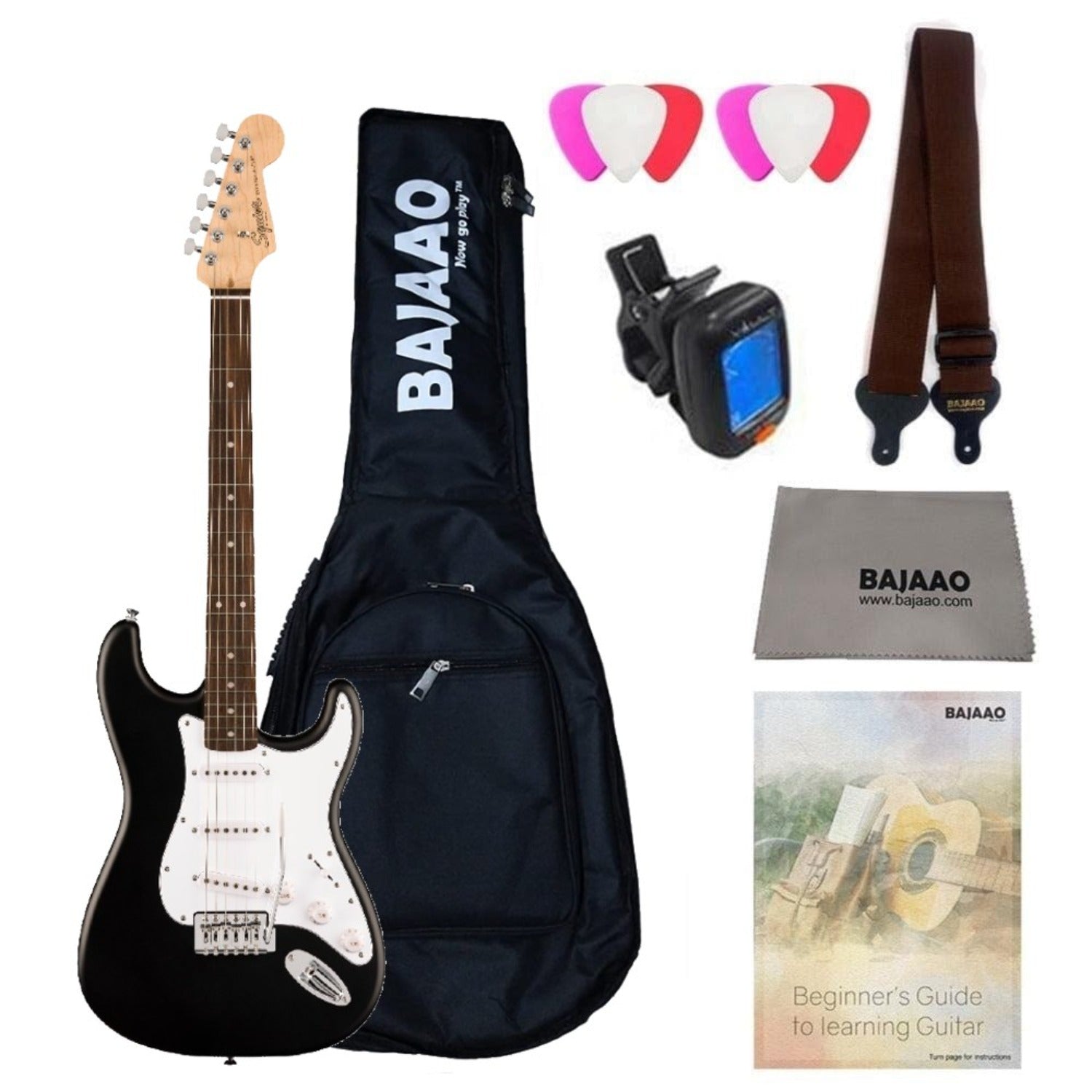 Fender Electric Guitars Black / Bundle Fender Squier Debut Stratocaster Electric Guitar #color_black,style_bundle
