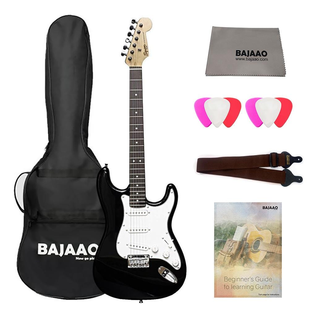 fender electric guitars bundle / black fender squier mm stratocaster 6-string electric guitar #type_bundle,color_black