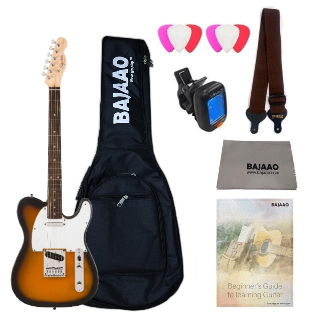Fender Electric Guitars Bundles 2 Tone Sunburst Fender Squier Debut Telecaster Electric Guitar With Gigbag, Polishing Cloth, Picks, Strap, Tuner & Ebook