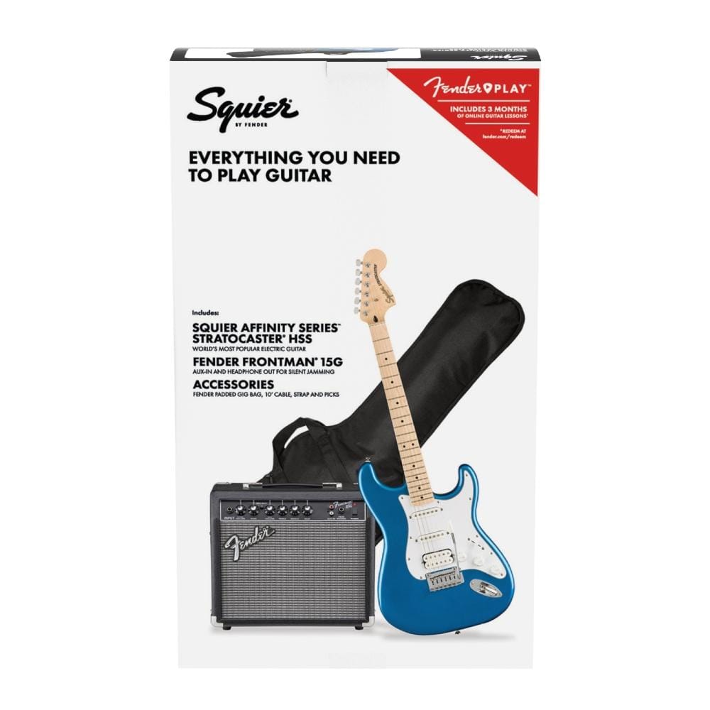 fender electric guitars bundles fender squier affinity series 6 string stratocaster hss electric guitar pack with gigbag & amplifier