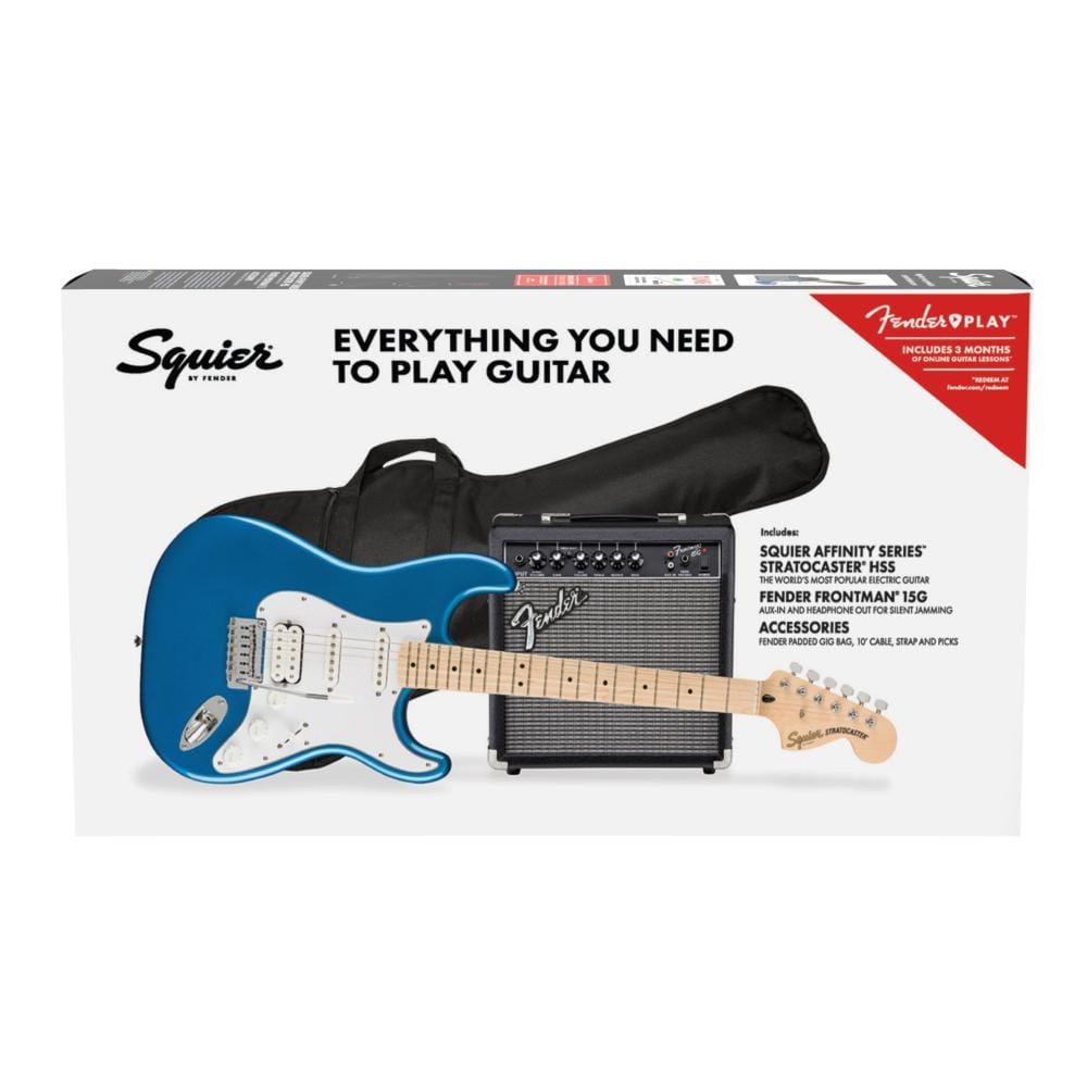 fender electric guitars bundles fender squier affinity series 6 string stratocaster hss electric guitar pack with gigbag & amplifier