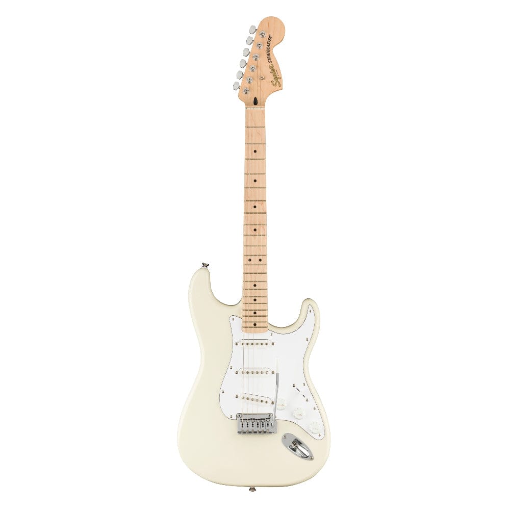 Fender Electric Guitars Bundles Fender Squier Affinity Series Stratocaster Electric Guitar with Gigbag, Strap, Pick, Cable, Cloth and Tuner, Ebook #color_olympic-white,fretboard_maple