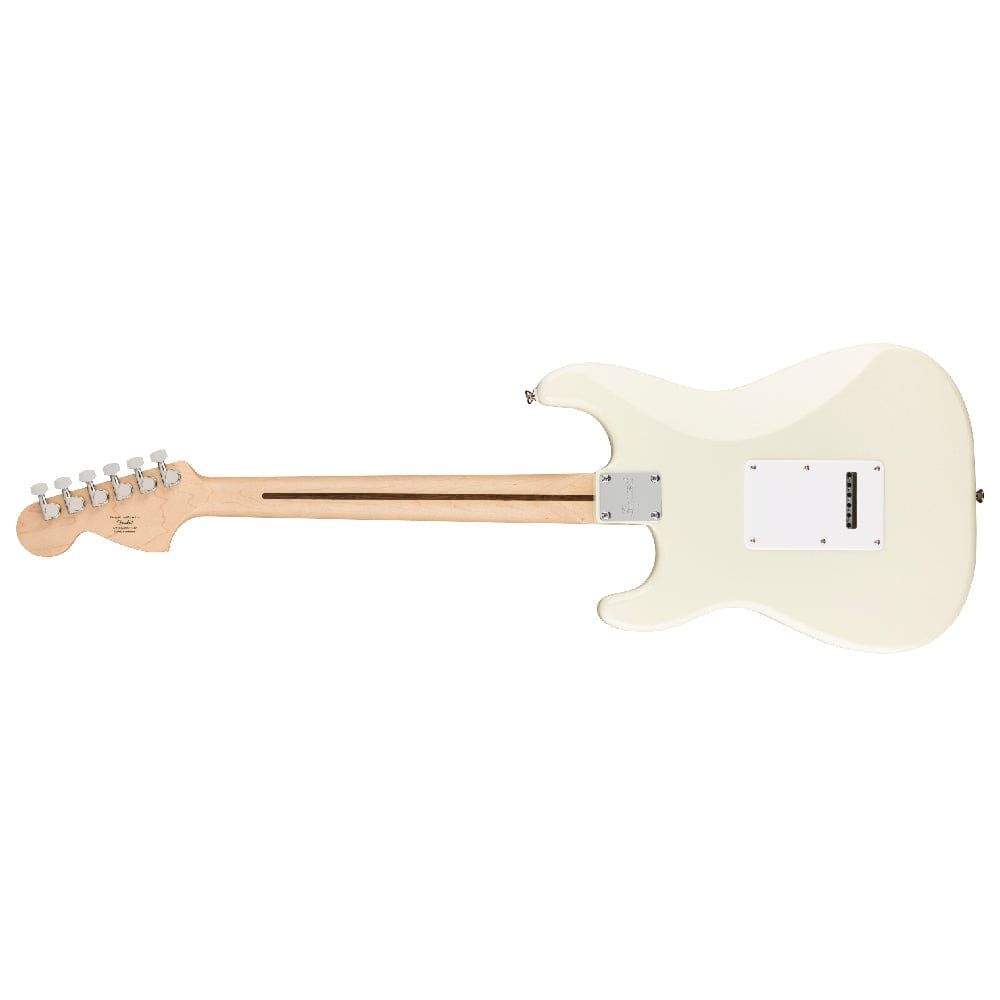 Fender Electric Guitars Bundles Fender Squier Affinity Series Stratocaster Electric Guitar with Gigbag, Strap, Pick, Cable, Cloth and Tuner, Ebook #color_olympic-white,fretboard_maple