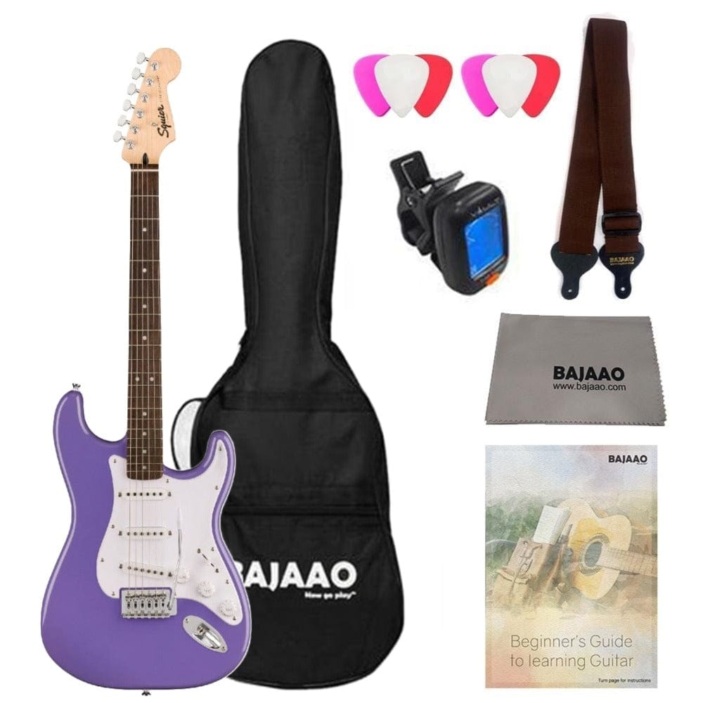 fender electric guitars bundles fender squier sonic stratocaster electric guitar bundle with gigbag, polishing cloth, picks, strap, tuner & ebook #configuration_sss,color_ultraviolet,fretboard_indian-laurel
