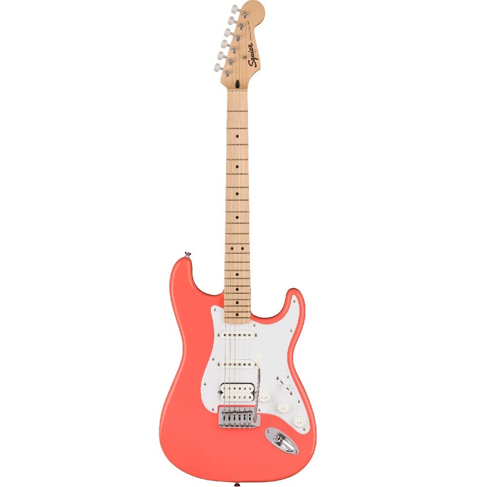 fender electric guitars bundles fender squier sonic stratocaster electric guitar pro bundle with amplifier, gigbag, tuner, strap, picks, cable, polishing cloth & ebook #configuration_hss,color_tahitian-coral,fretboard_maple