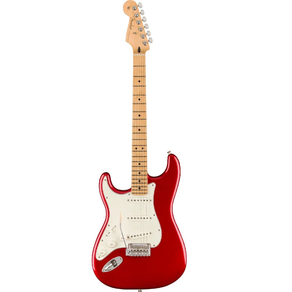 fender electric guitars candy apple red / maple fender player stratocaster 6 string electric guitar - left handed