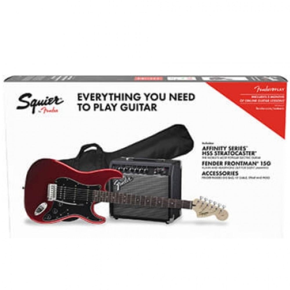 fender electric guitars fender affinity series stratocaster hss pack 6 string electric guitar#color_candy-apple-red