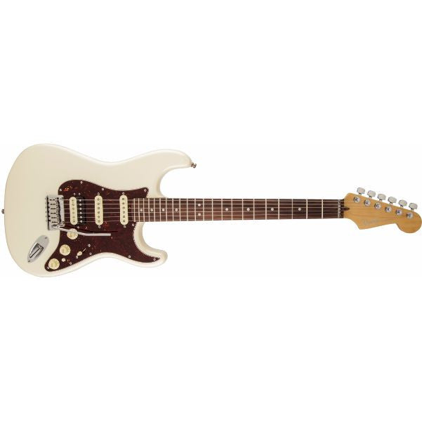 fender electric guitars fender american deluxe stratocaster electric guitar hss shawbucker, rosewood fingerboard, olympic pearl