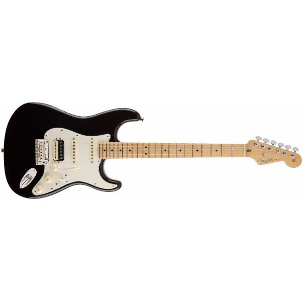 fender electric guitars fender american standard stratocaster electric guitar hss shawbucker, maple fingerboard, black