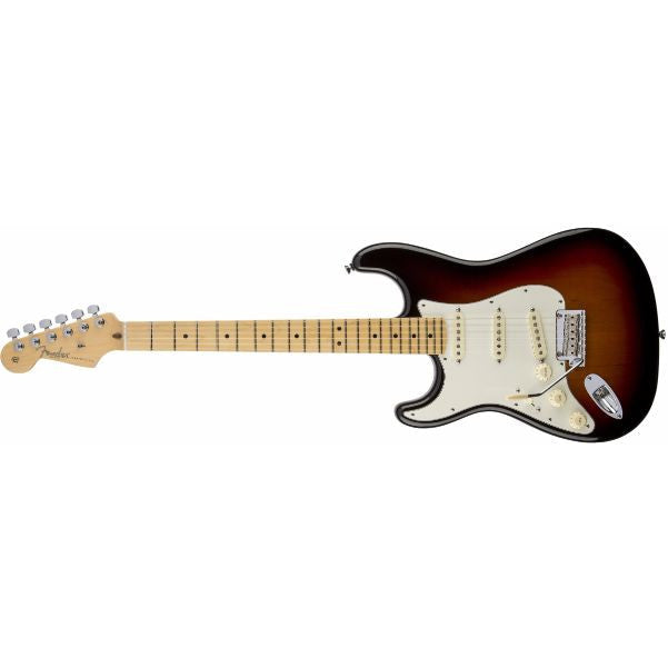 fender electric guitars fender american standard stratocaster electric guitar left-handed, maple fingerboard, 3-color sunburst