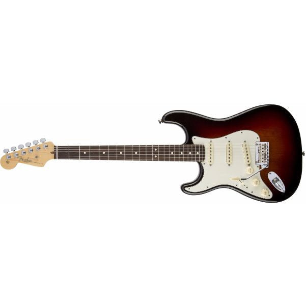 fender electric guitars fender american standard stratocaster electric guitar left-handed, rosewood fingerboard, 3-color sunburst