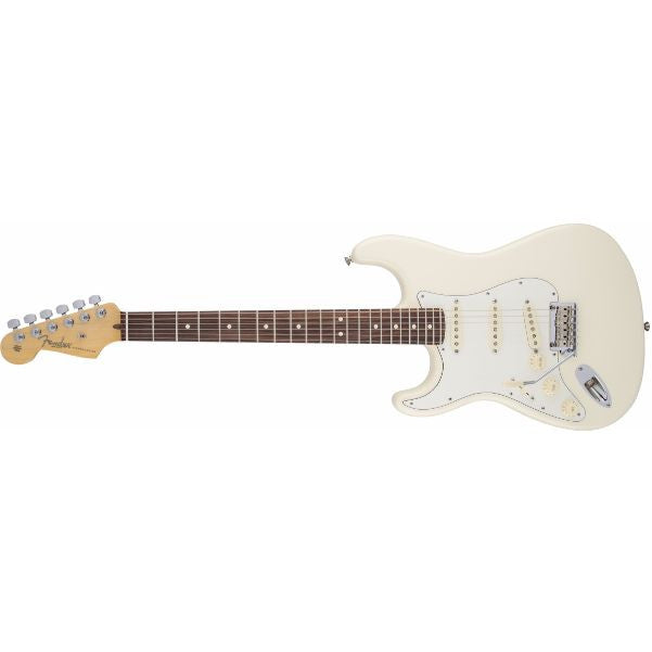 fender electric guitars fender american standard stratocaster electric guitar left-handed, rosewood fingerboard, olympic white