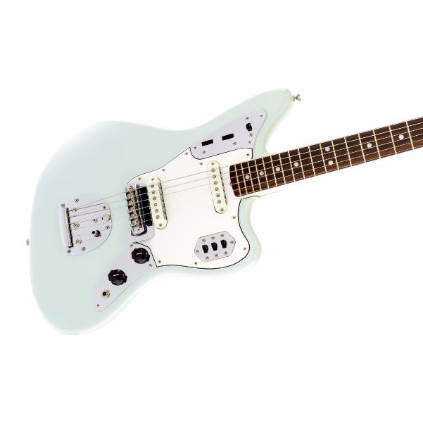 fender electric guitars fender american vintage '65 jaguar electric guitar, bound round-lam rosewood fingerboard, sonic blue