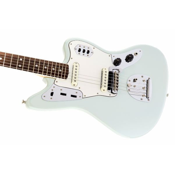 fender electric guitars fender american vintage '65 jaguar electric guitar, bound round-lam rosewood fingerboard, sonic blue