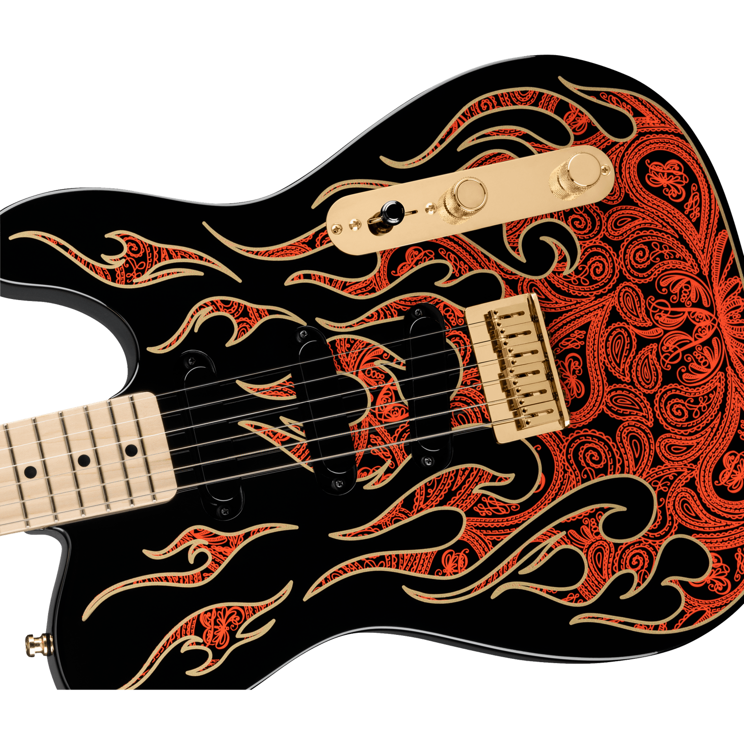 Fender Electric Guitars Fender James Burton Telecaster Electric Guitar, Maple Fingerboard, Red Paisley Flames