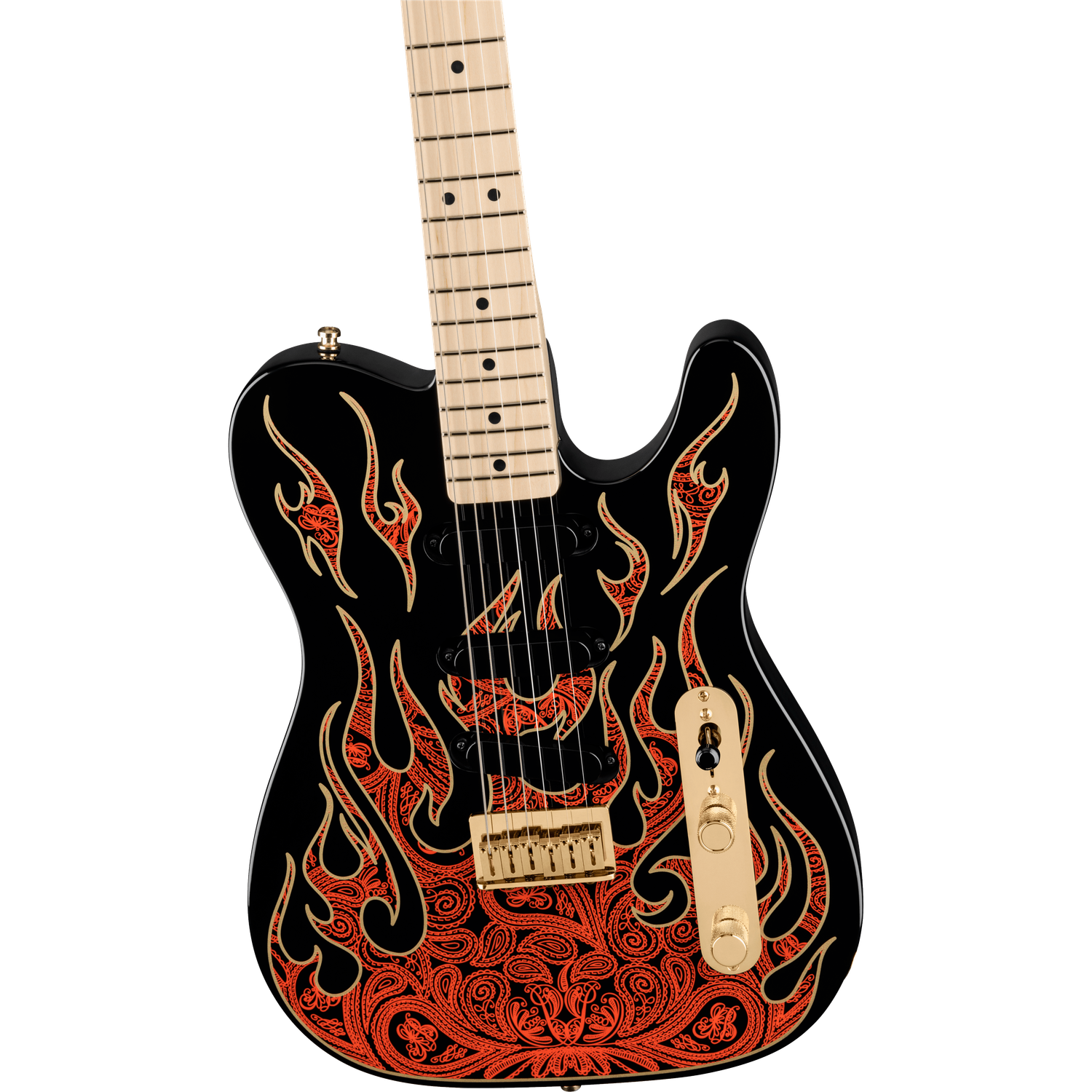 Fender Electric Guitars Fender James Burton Telecaster Electric Guitar, Maple Fingerboard, Red Paisley Flames
