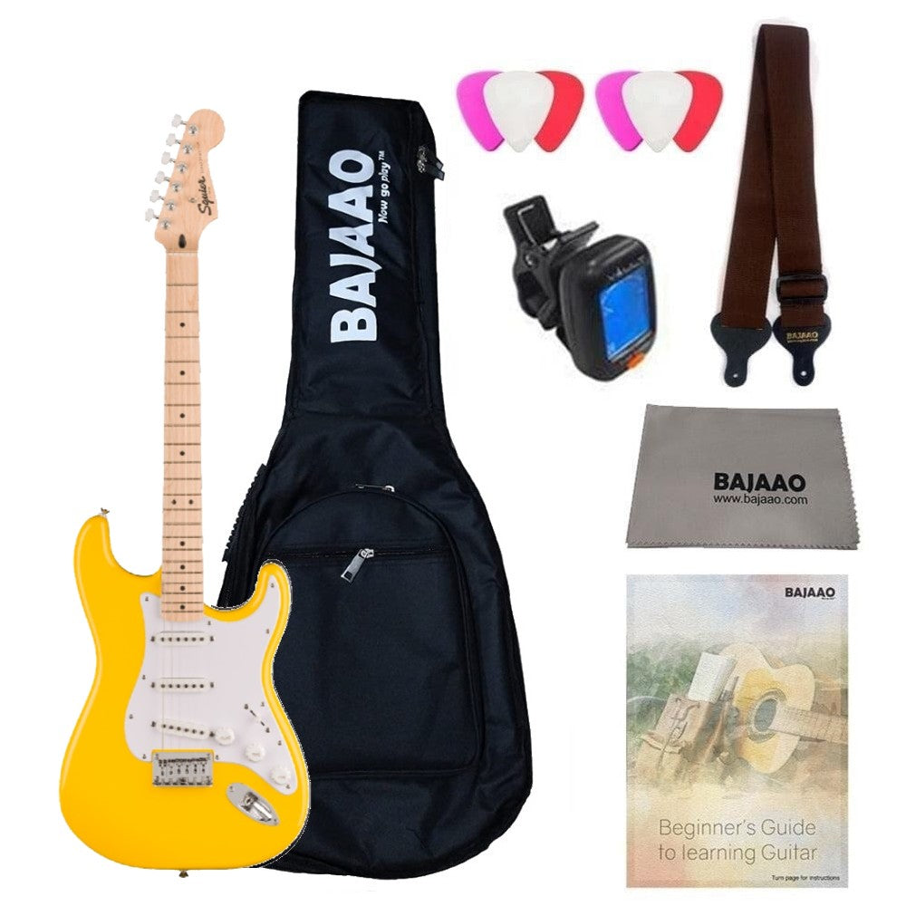 Fender Electric Guitars Fender Limited Edition Squier Sonic Stratocaster HT 6 String Electric Guitar #color_graffiti-yellow,fingerboard_maple,type_standard