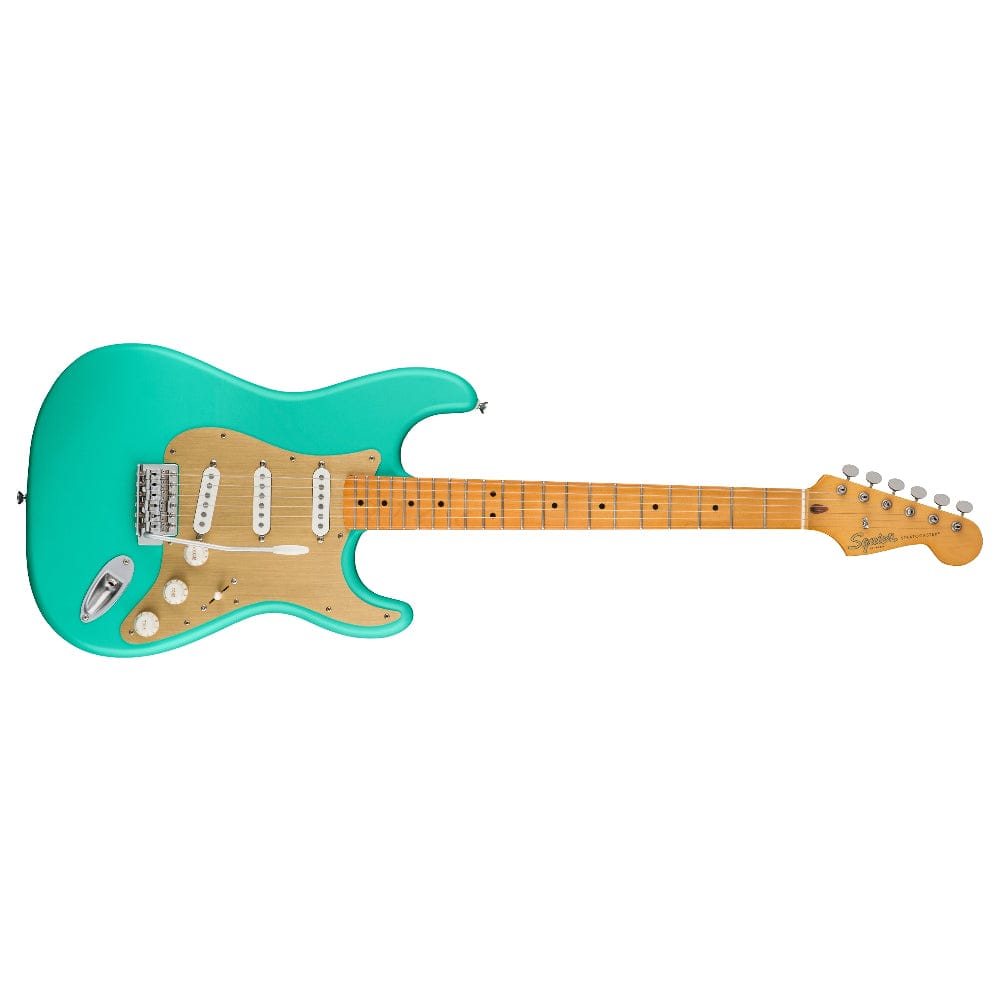 fender electric guitars fender squier 40th anniversary stratocaster vintage edition 6 string electric guitar #color_satin-sea-foam-green