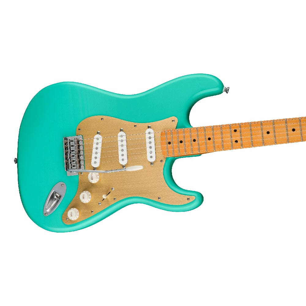 fender electric guitars fender squier 40th anniversary stratocaster vintage edition 6 string electric guitar #color_satin-sea-foam-green