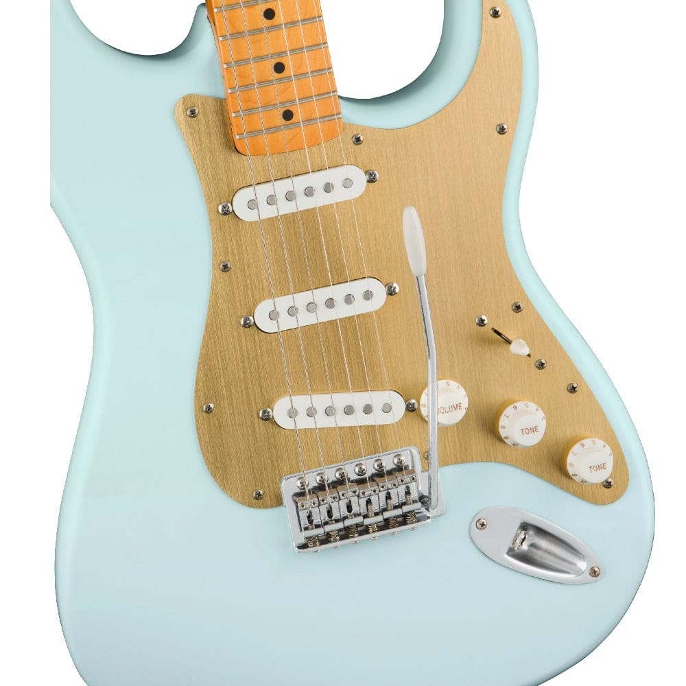 fender electric guitars fender squier 40th anniversary stratocaster vintage edition 6 string electric guitar #color_satin-sonic-blue