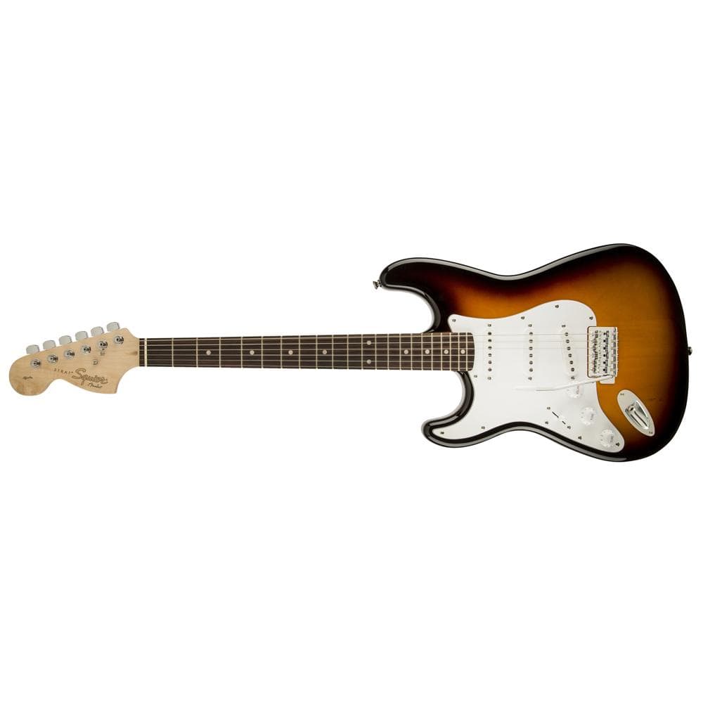 fender electric guitars fender squier affinity series left-handed stratocaster electric guitar - brown sunburst