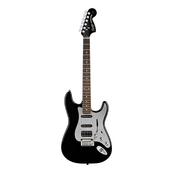 fender electric guitars fender squier black and chrome standard stratocaster hss electric guitar - black
