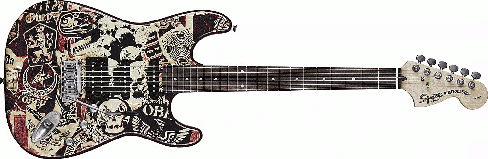 fender electric guitars fender squier obey graphic stratocaster hss collage electric guitar
