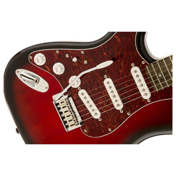 fender electric guitars fender squier standard stratocaster left handed electric guitar - antique burst