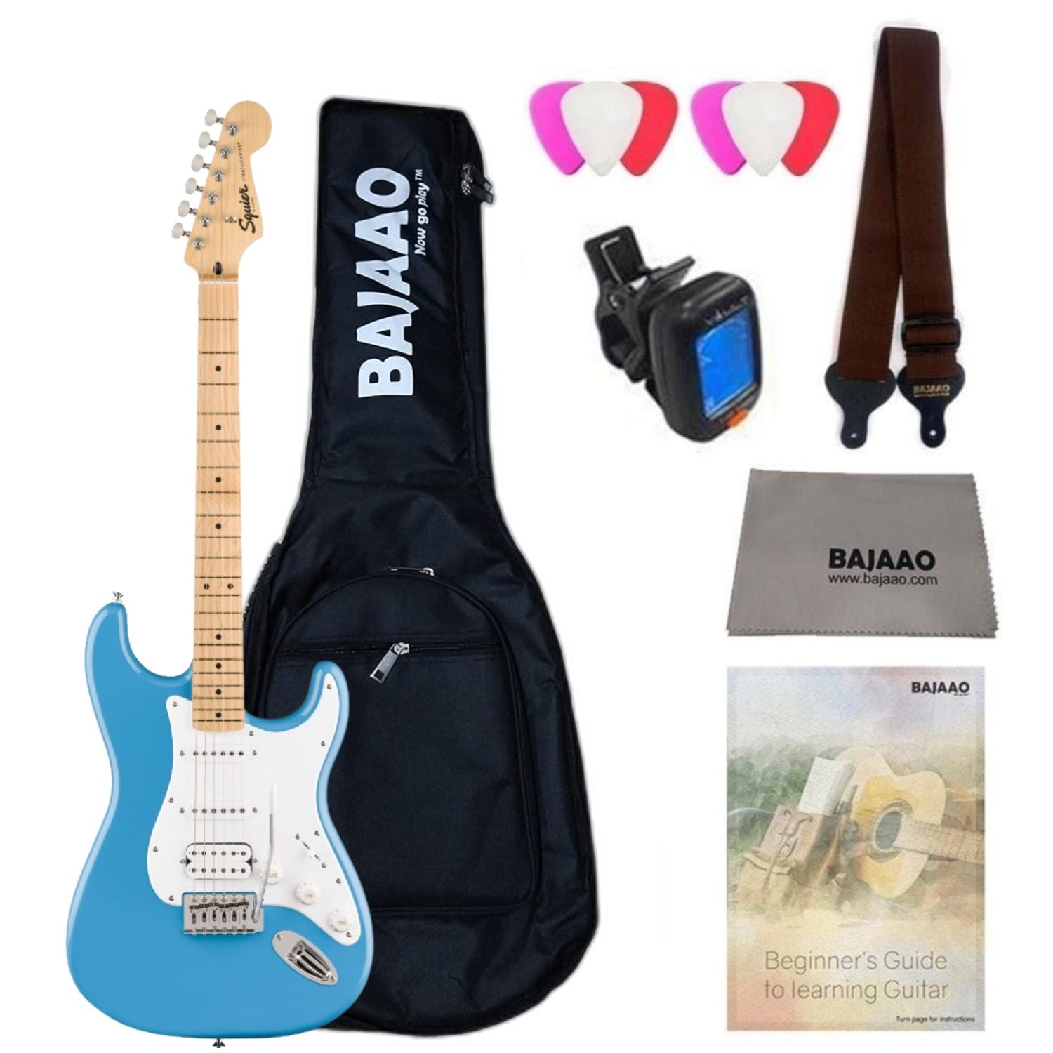 Fender Electric Guitars HSS / FSR California Blue / Maple Fender Squier Sonic Stratocaster Electric Guitar with Bag,Polishing Cloth, Strap, Tuner, Pick and Ebook #pickup-configuration_hss,color_fsr-california-blue,fretboard_maple