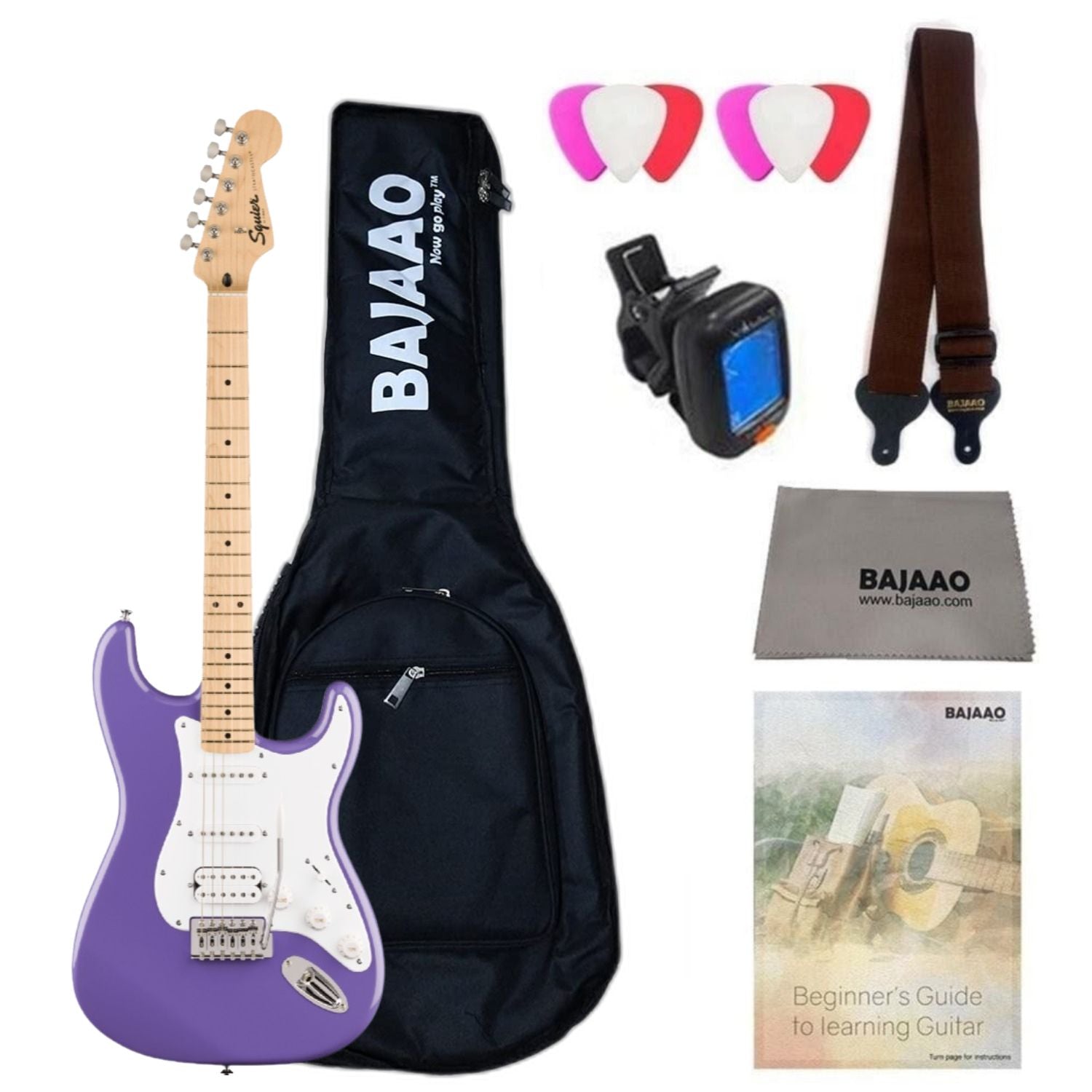 Fender Electric Guitars HSS / FSR Ultra Violet / Maple Fender Squier Sonic Stratocaster Electric Guitar with Bag,Polishing Cloth, Strap, Tuner, Pick and Ebook #pickup-configuration_hss,color_fsr-ultra-violet,fretboard_maple