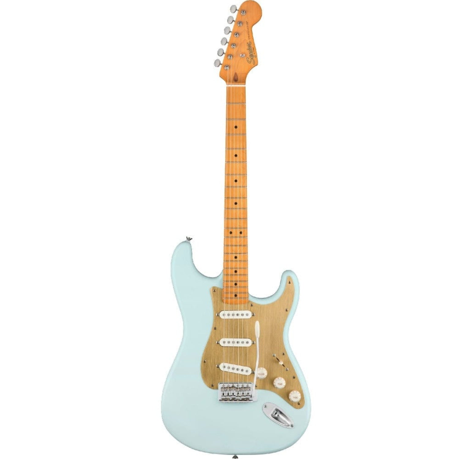 fender electric guitars satin sonic blue fender squier 40th anniversary stratocaster vintage edition 6 string electric guitar #color_satin-sonic-blue