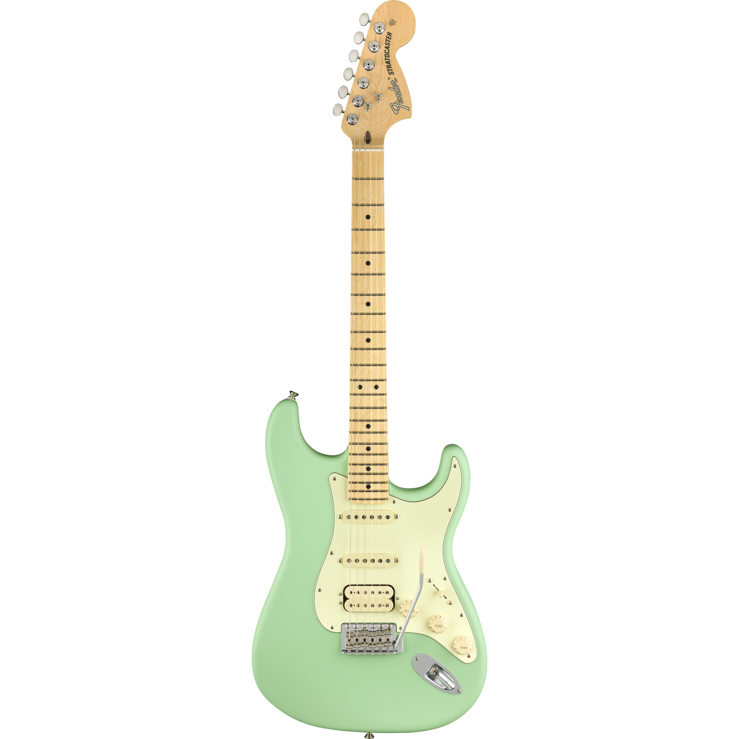 Fender Electric Guitars Satin Surf Green Fender American Performer Stratocaster 6-String HSS Electric Guitar #color_satin-surf-green