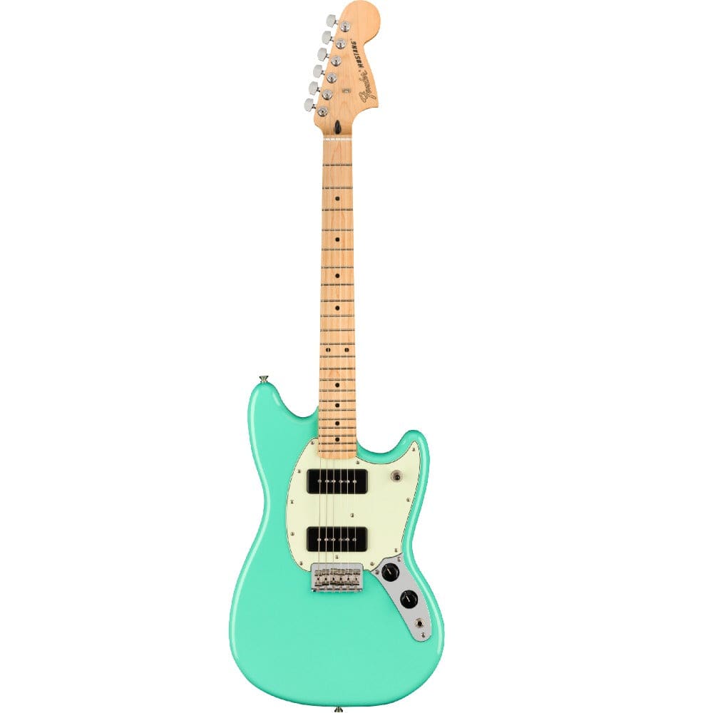 fender electric guitars sea foam green / maple fender player mustang 90 6-string electric guitar #color_sea-foam-green,fretboard_maple